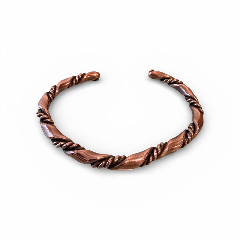 Handcrafted Twisted Copper Cuff Bracelet | Open Bangle | Boho Minimalist Healing
